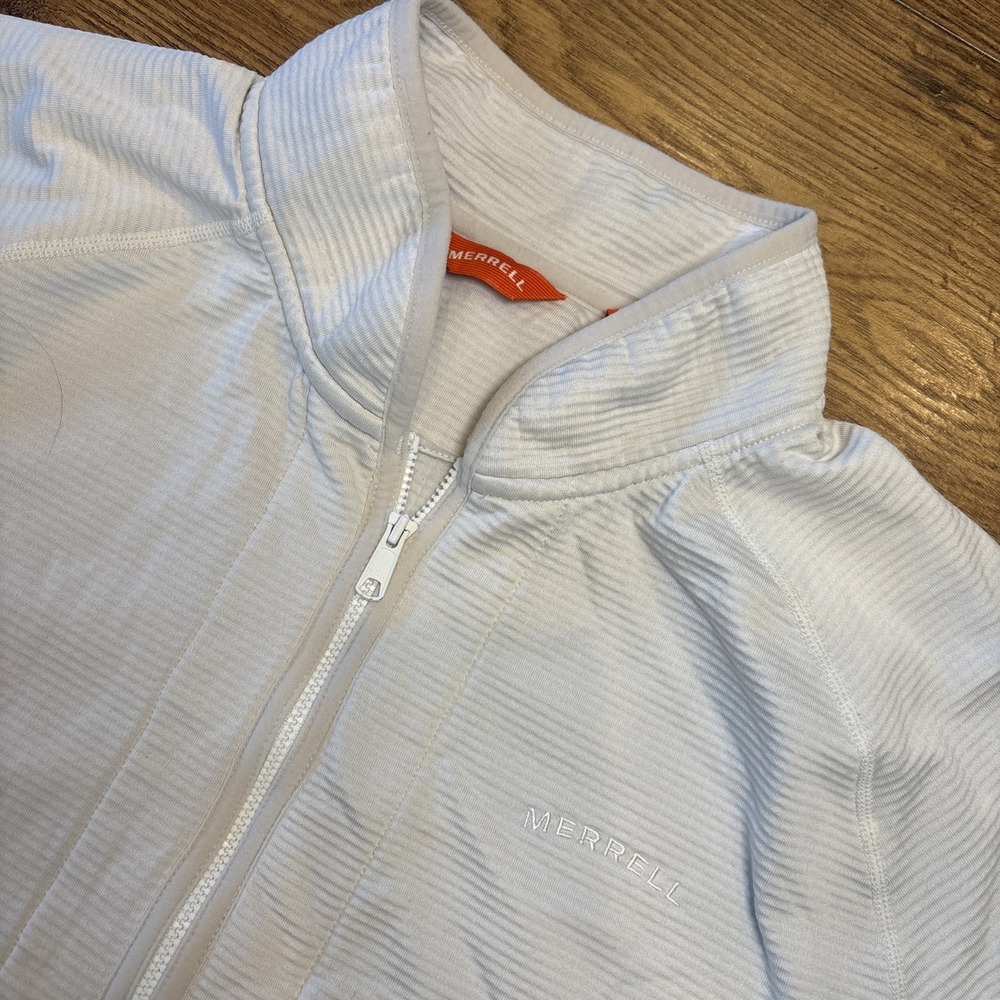 Merrell Jacket Mens 2XL Beige/Cream Full Zip Grid Fleece Performance Outdoor - Picture 2 of 9